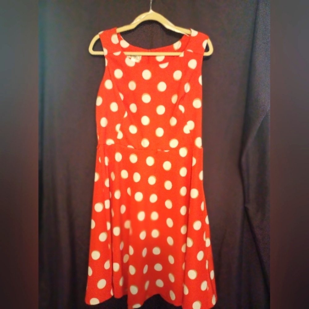 Dress Barn Ornage and White polka dot dress